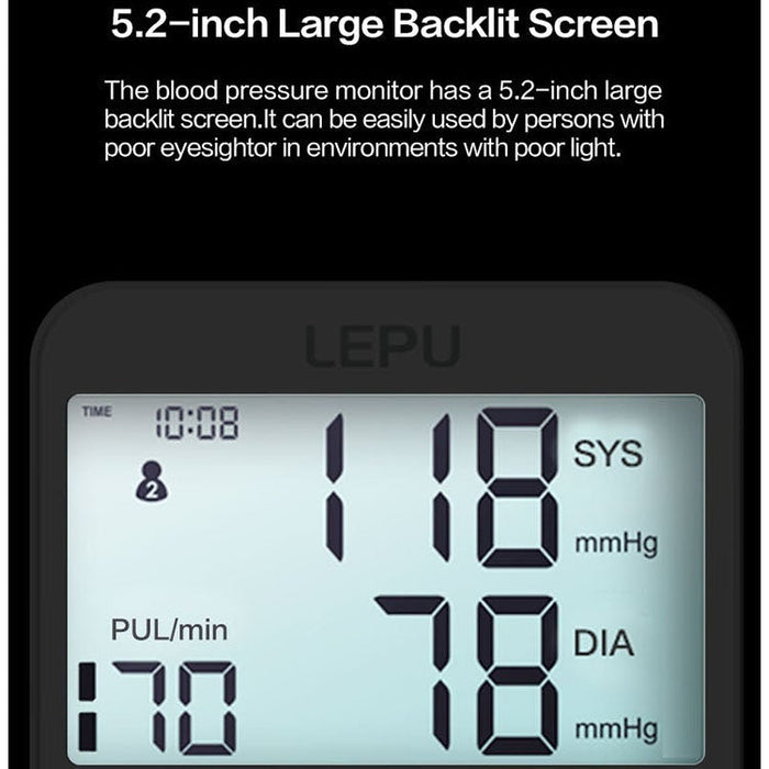 Lepu LBP70C Automatic Arm Digital Sphygmomanometer Blood Pressure Pulse Monitor with Automatic Adjustable Wrist Cuff